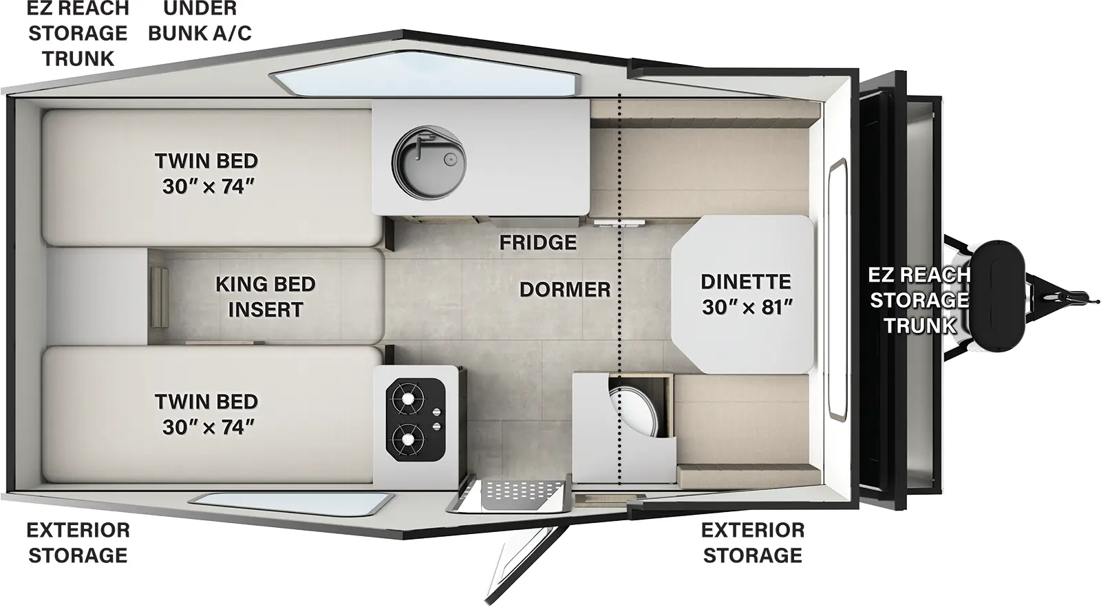 Flagstaff Hardside Pop Up Campers T21HS Floorplan